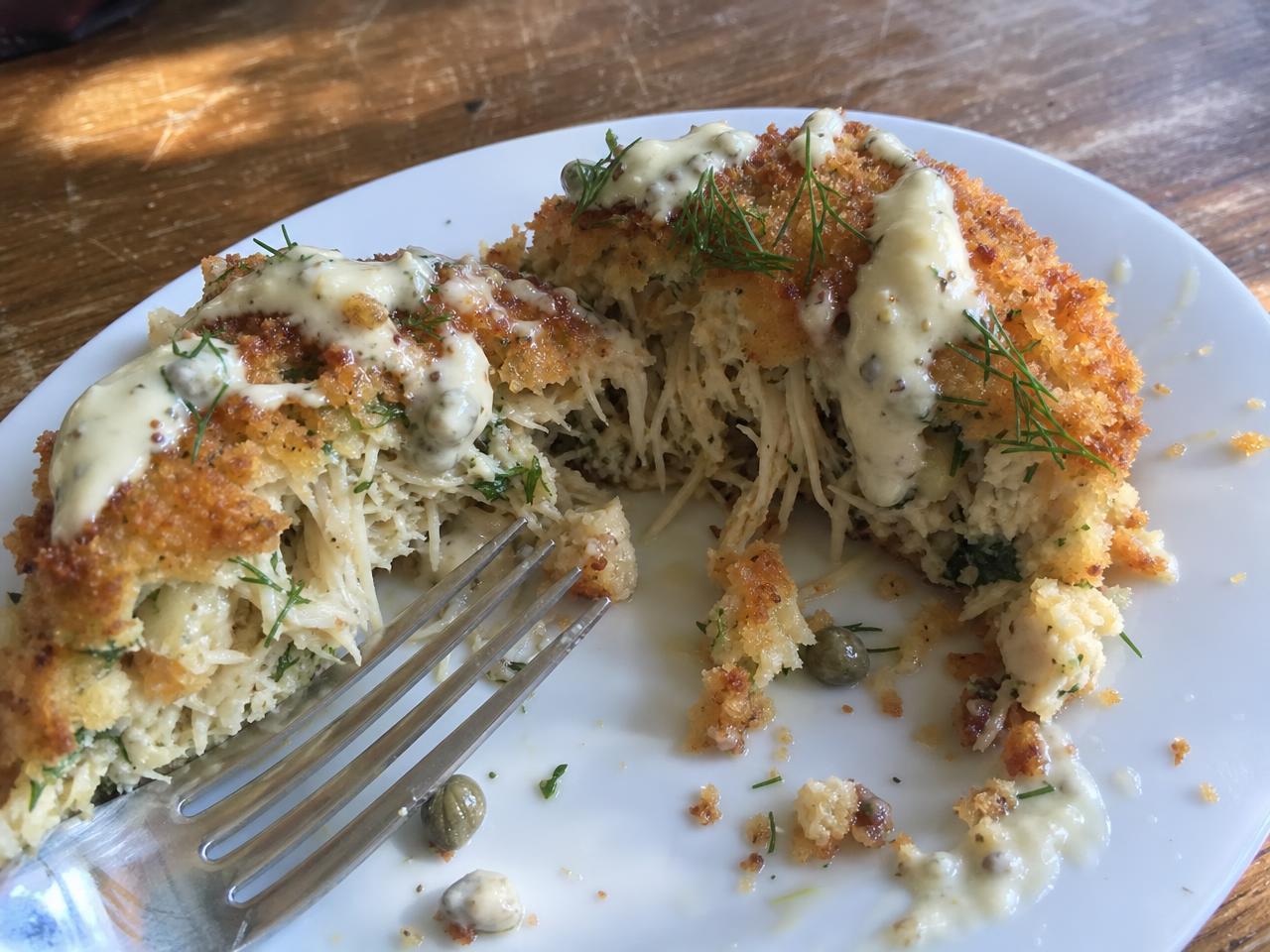 Lion's Mane crab cakes from the Maya kitchen