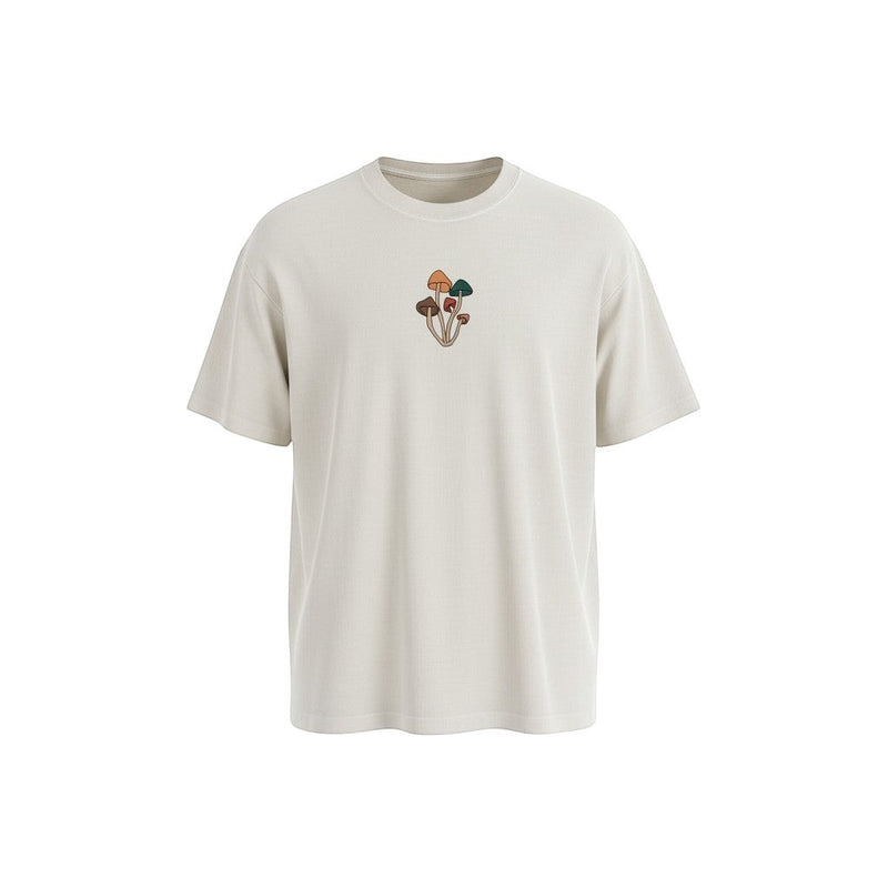 The Sclerotia heavyweight washed tee in Cream — front view