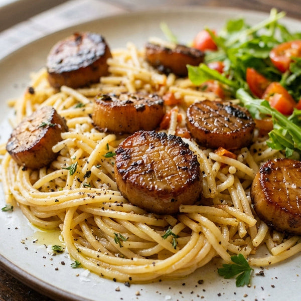 King Oyster Mushroom Scallops with Vegan Lemon Garlic Butter Sauce